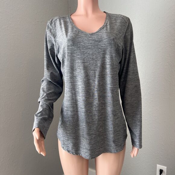 Duluth Trading Women Armachillo long Sleeve V-Neck Large comfy Gray T-Shirt #67 - Picture 1 of 9
